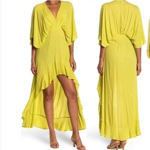 Young fabulous and broke hi low lemon 🍋 ruffle dress. Small